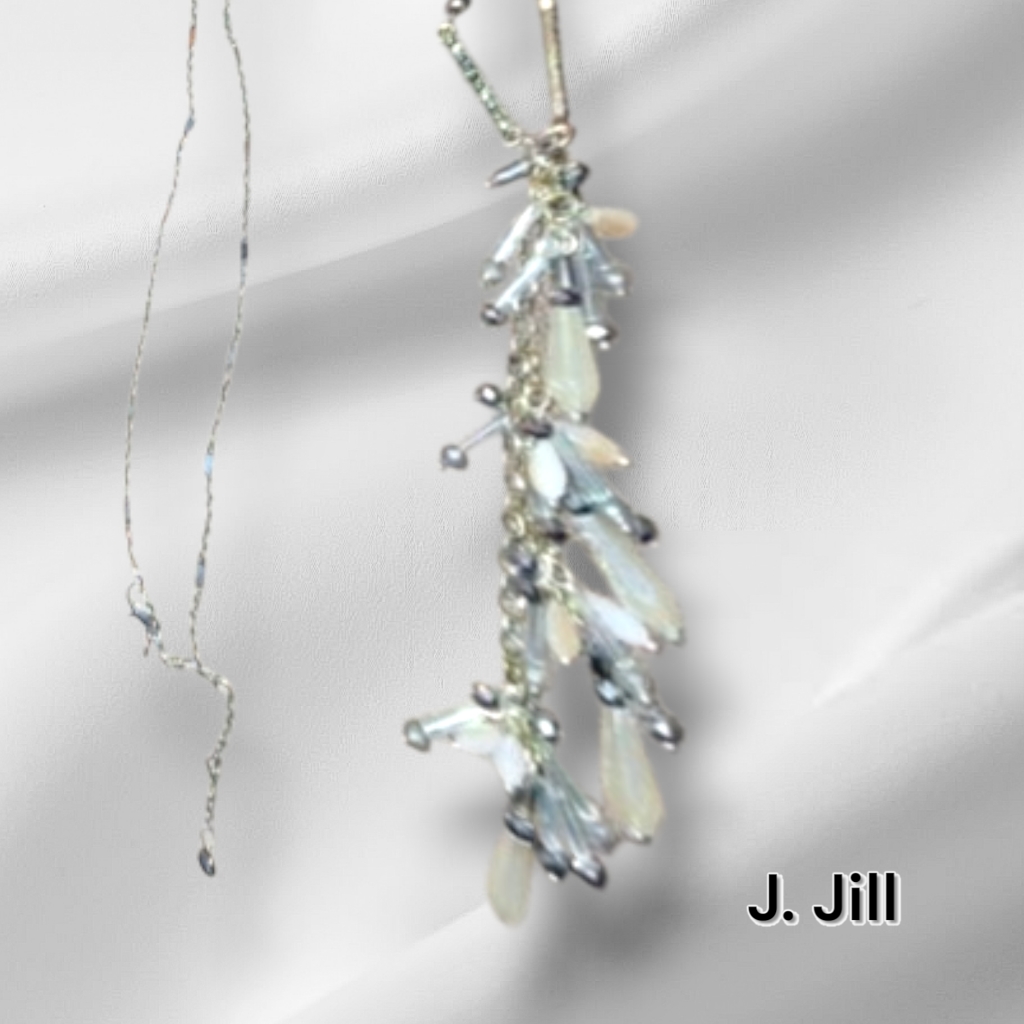 J Jill Icicle Glistening Beaded Y Long Designer Necklace Euc 24$